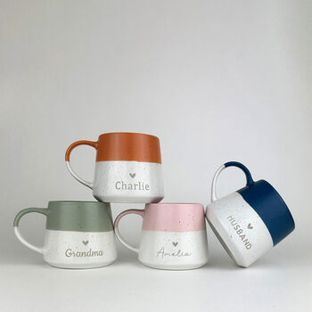 Tiny Heart Personalised Dipped Stoneware Tea/Coffee Mug Love Gift, 3 of 10