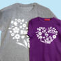 Personalised Adult And Child Flower Heart T Shirt Set, thumbnail 3 of 9