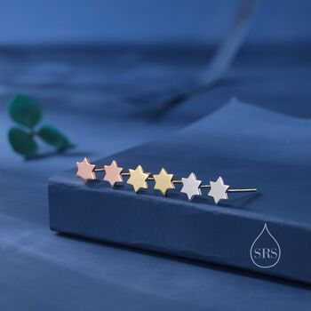 Sterling Silver Minimalist Star Of David Star Stud Earrings, 5 of 12