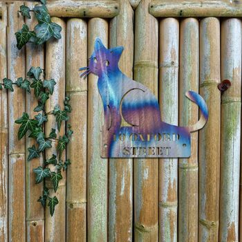 Metal Cat Welcome Sign Decor Metal Cat House Plaque, 4 of 10