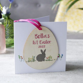 First Easter Rabbit Hanging Decoration And Card, 3 of 7