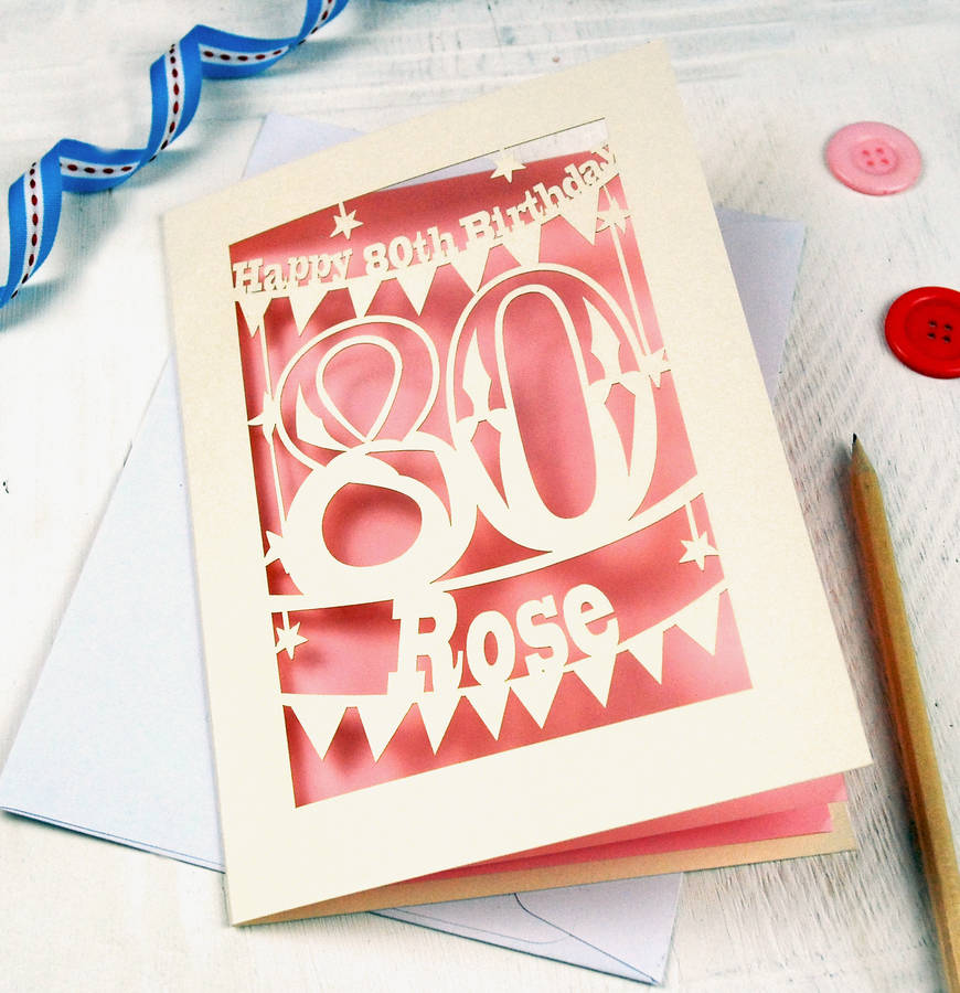 Personalised Papercut 80th Birthday Card By Pogofandango