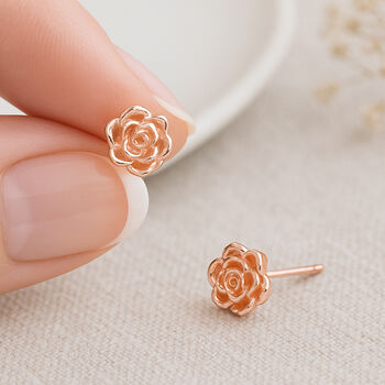 Rose Gold Plated Sterling Silver June Birth Flower Stud Earrings – 7mm, 2 of 3