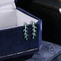 Emerald Cz Leaf Crawler Earrings, thumbnail 3 of 12
