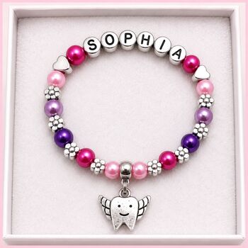 Personalised Tooth Fairy Gift. Fairy Girl's Bracelet Inc Gift Box And Message, 2 of 12