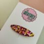 Pink And Gold Oval Glitter Resin Hair Clip / Elegant Resin Barrette / Bridesmaid Gift For Her / Glamorous Statement Hair Slide, thumbnail 5 of 5