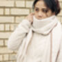 Cream Top Stitch Edge Warm Wool Blend Wrap Scarf, thumbnail 4 of 7