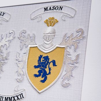 Wedding Coat Of Arms Embroidered Double Family Crest, 2 of 7