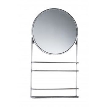Gold Or Silver Circular Bathroom Mirror With Shelves, 2 of 2