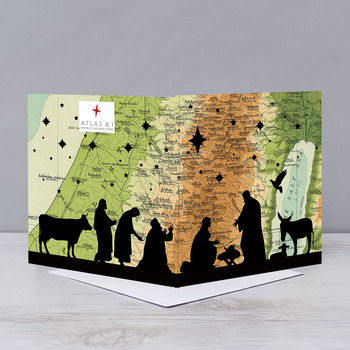 Nativity Scene Over Map Of Bethlehem Card, 2 of 2