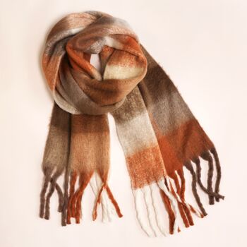 Brown Check Winter Scarf, 3 of 5