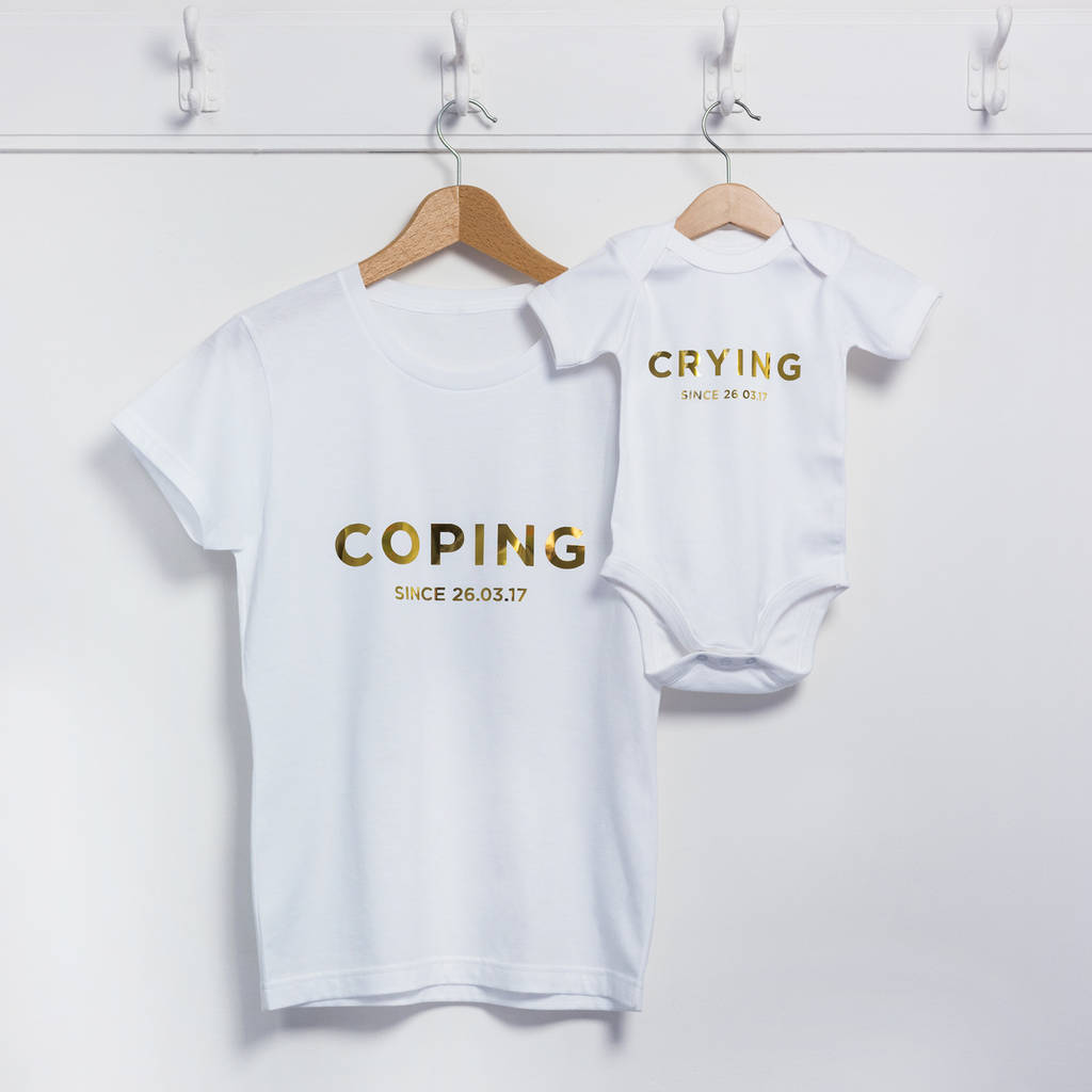 Personalised Coping Crying Mother's Day T Shirt Set, 1 of 2