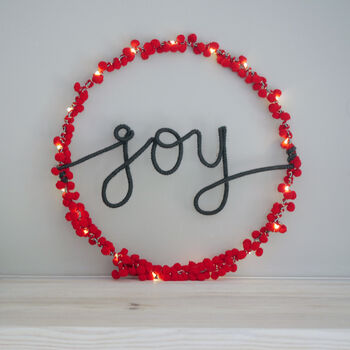 Joy Holly Wreath Light, 8 of 12