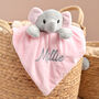 Personalised Pink Elephant Baby Comforter, thumbnail 1 of 7