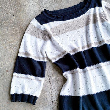 Adelaide Striped Cotton Jumper With Mini Sequins, 7 of 8