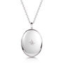 Large Sterling Silver Oval Locket With Clear Crystal, thumbnail 1 of 10