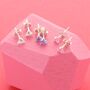 Silver Heart Ear Studs Set With Cubic Zirconia, thumbnail 1 of 5