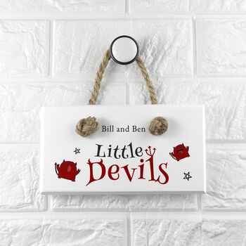 Personalised Kid's Little Devils Bedroom Sign, 2 of 6