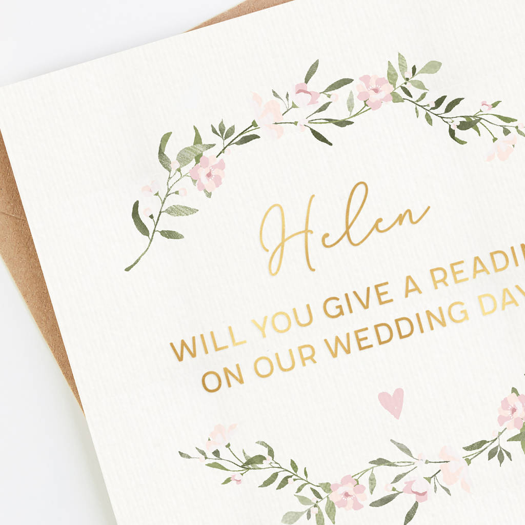 Will You Give A Reading Wedding Personalised Foil Card By Loom Weddings