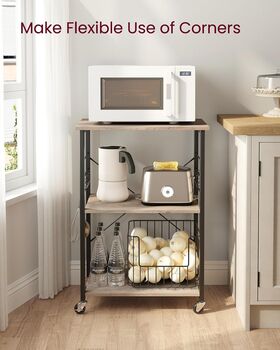 Kitchen Trolley Shelf Rolling Microwave Stand, 3 of 6