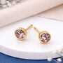 Gold Plated Sterling Silver June Alexandrite Birthstone Stud Earrings – 7mm, thumbnail 1 of 8