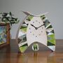 Large Mantel Clock In Shades Of Green Triangle Motif, thumbnail 4 of 8