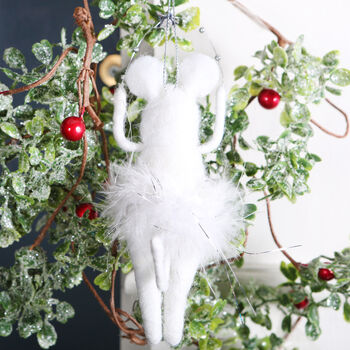Christmas Ballet Dancing Mouse Tree Decoration, 3 of 3