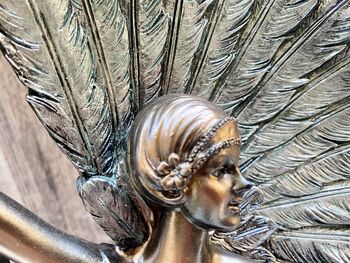 Art Deco Bronze Lady Figurine Silver Dress And Fan 38cm, 3 of 12