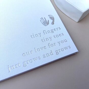 Linen 'Tiny Fingers Tiny Toes' Record Book And Ink Pad, 2 of 3