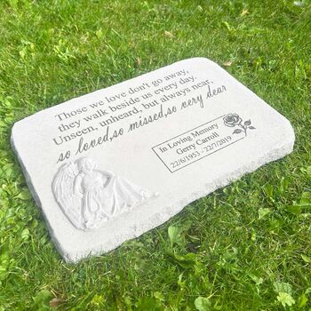 Personalised Large Angel Garden Memorial Stone 38cm X 27cm, 6 of 9