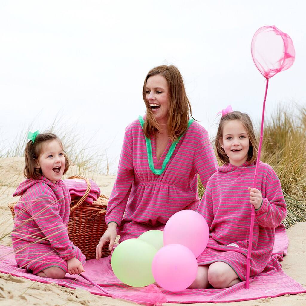 Personlised Child's Fuchsia/Apple Hooded Beach Cover Up, 1 of 3