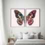 Pink Butterfly Print Set Of Two, thumbnail 2 of 2