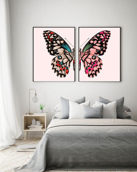 Pink Butterfly Print Set Of Two, 2 of 2