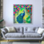 Peacock Illustrated Print, Outdoor Wall Decor, thumbnail 2 of 10