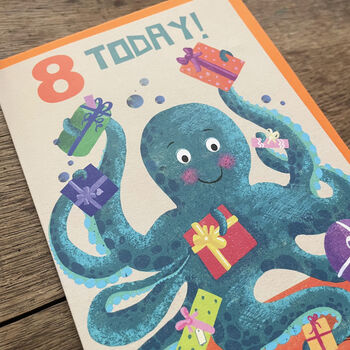 Cute Octoupus 8th Birthday Card, 3 of 3