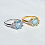 Blue Topaz Emerald Cut Ring In Sterling Silver And Gold, thumbnail 6 of 12