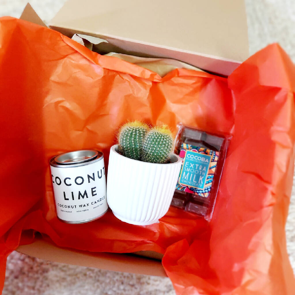 Cactus Gift Box Your Choice Of Candle And Chocolate, 1 of 7