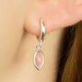 Sterling Silver Huggie Hoop Earrings With Pink Chalcedony Charms, thumbnail 1 of 7