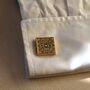 Square Pattern Gold Cufflinks Gift For Men 316 L Stainless Steel Vintage Accessory, thumbnail 2 of 6