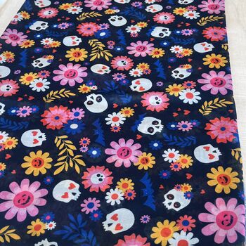 Navy Retro Skulls And Flowers Scarf, 2 of 6