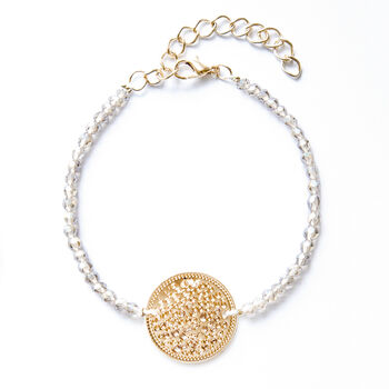 Silver Plated Filigree Disc And Navy Bead Bracelet, 3 of 6