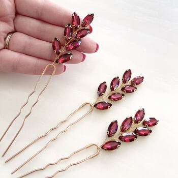 Wine Red Hair Pins, 2 of 5