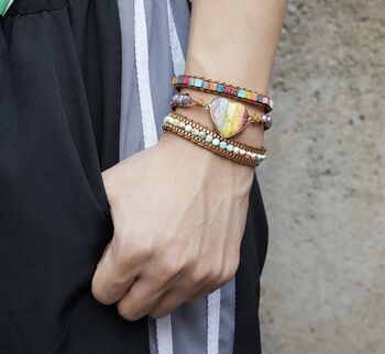 Boho Inspired Chakra Wrap Heart Bracelet, 2 of 5