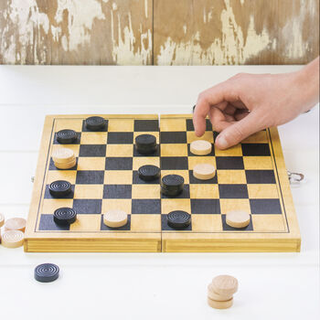 Personalised Handcrafted Wooden Draughts Set, 2 of 6