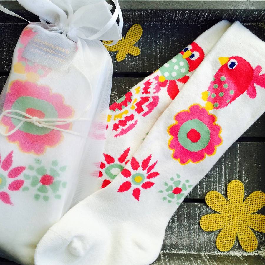 Bright Floral And Owl Children's Tights, 1 of 2