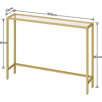 Gold Hallway Tempered Glass Console Entryway Table, 9 of 9