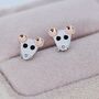 Mouse Head Stud Earrings In Sterling Silver, thumbnail 3 of 12