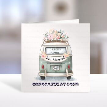 Camper Van Wedding Card Personalised, 2 of 5