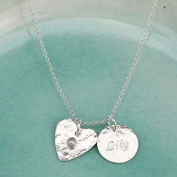 Sterling Silver Personalised Heart Birthstone Necklace, 4 of 6