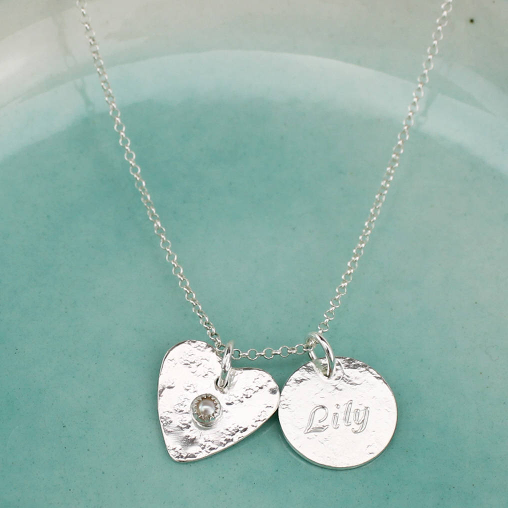 Sterling Silver Personalised Heart Birthstone Necklace By Lucy Kemp ...